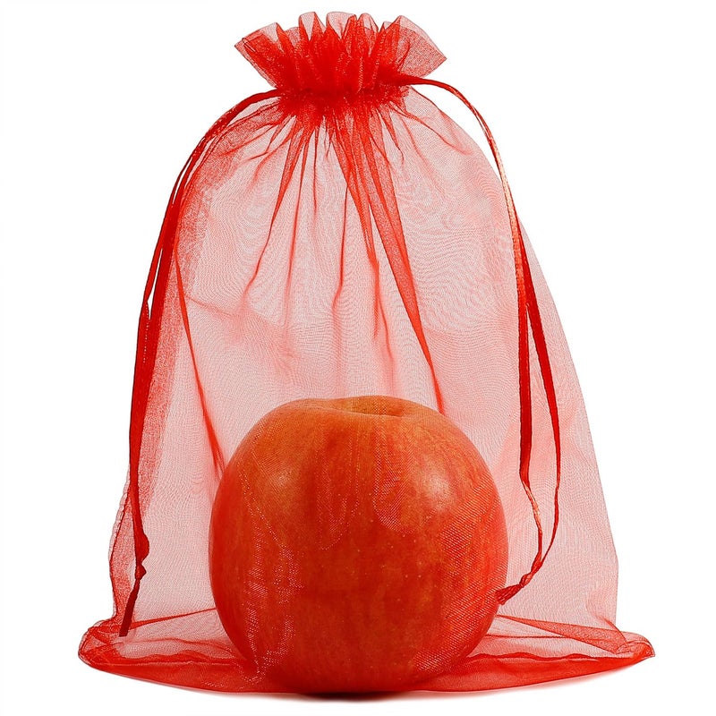 SUNGULF 100pcs Organza Pouch Bag Drawstring 6"x9" 16x22cm Strong Gift Candy Bag Jewelry Party Wedding Favor (Red) - Image 5